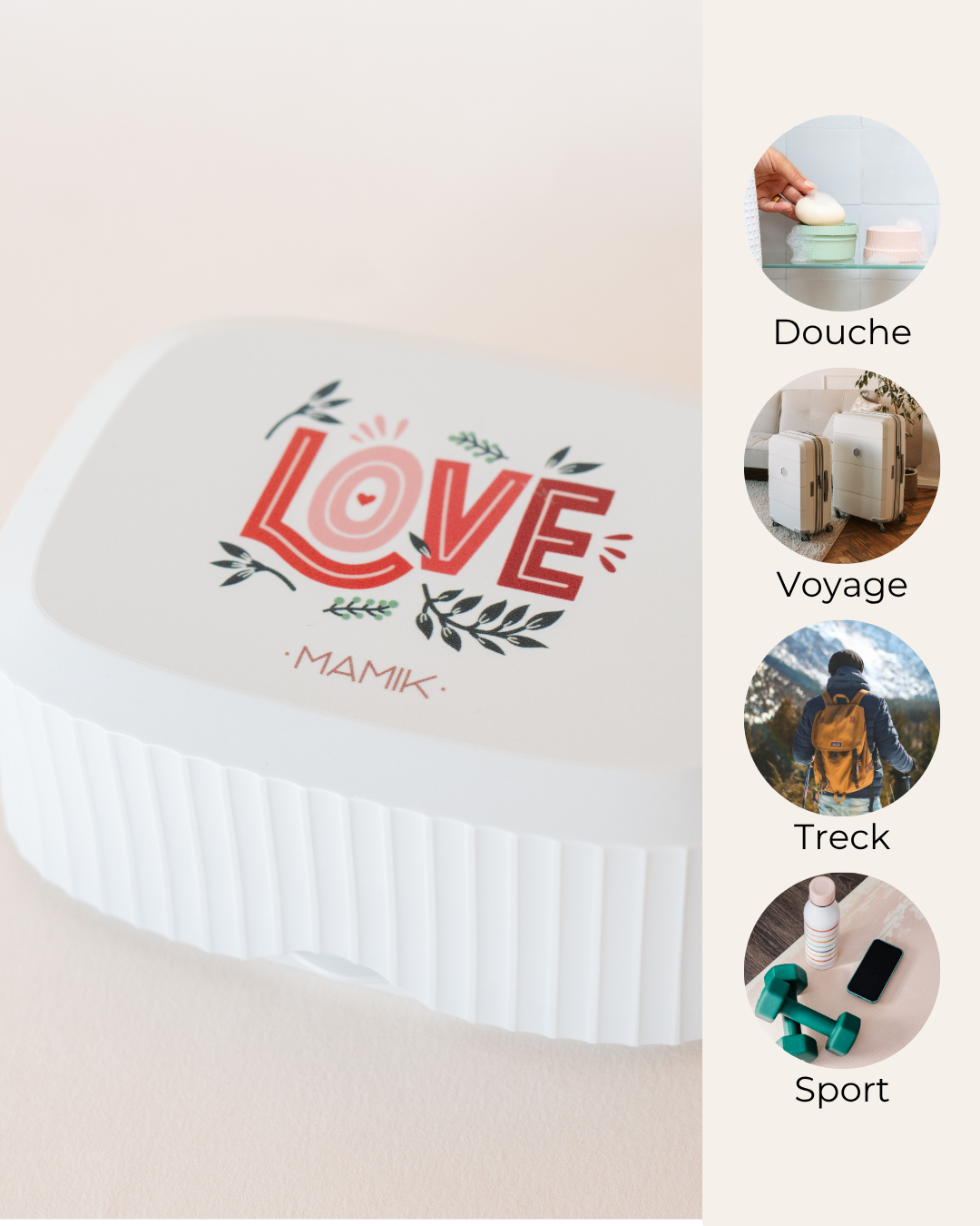 Boîte à savon LOVE illustration gris bleuté mamik.fr