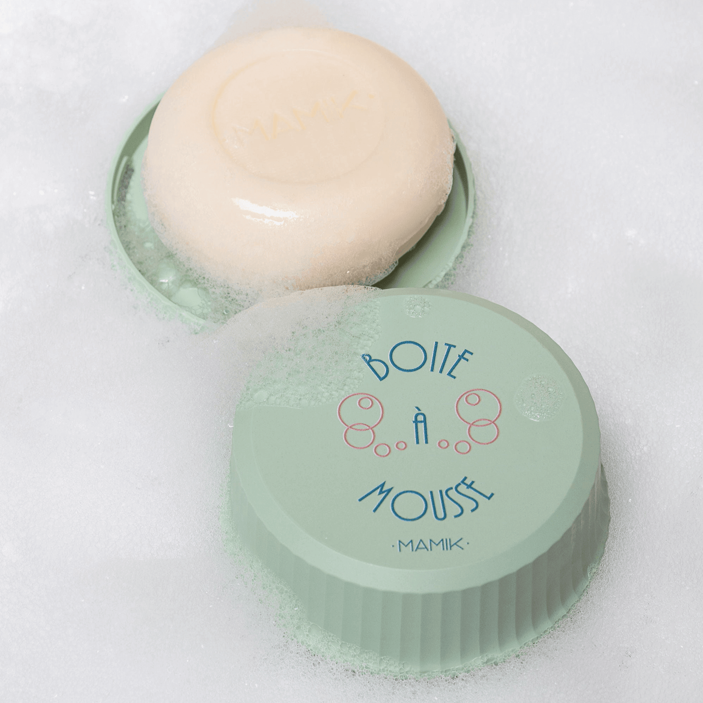 La boîte à savon ronde boite à mousse vert tilleul