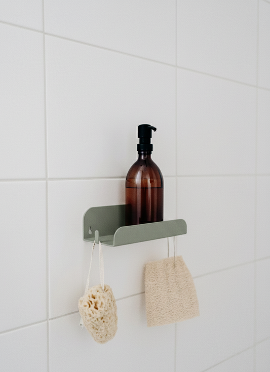 étagère de douche fixé dans la douche 