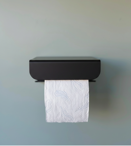 porte papier toilette noir avec rouleau de papier toilette 