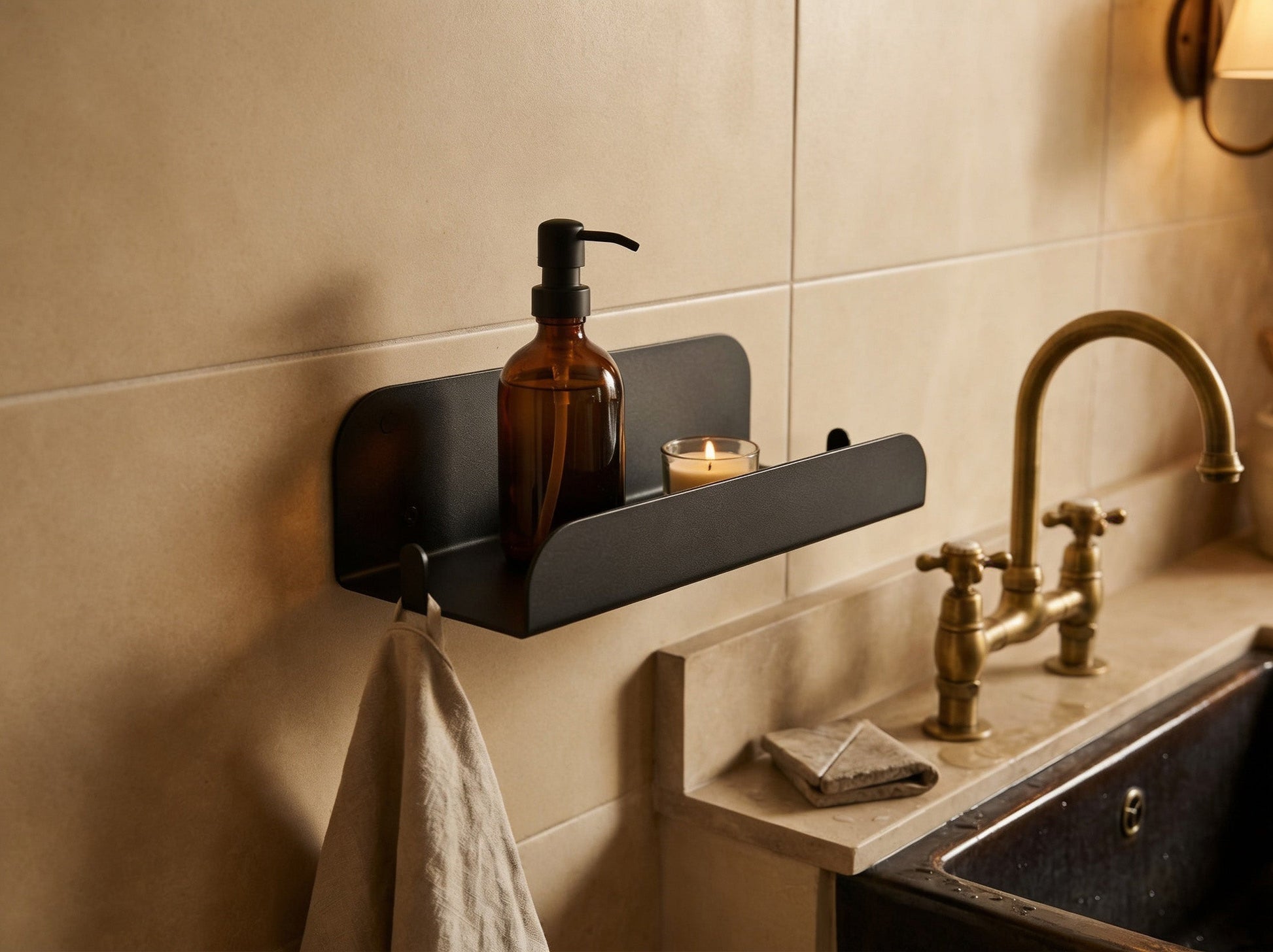 Etagère de douche mural - sans perçage - Noir mamik.fr