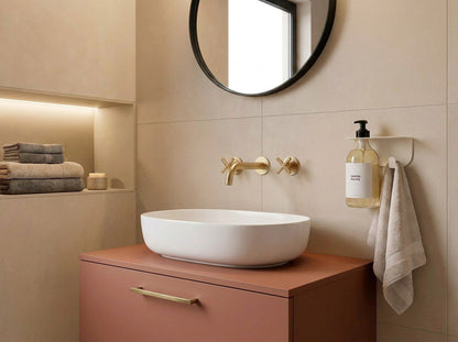 Etagere porte flacon avec patère - sans perçage - Blanc mamik.fr