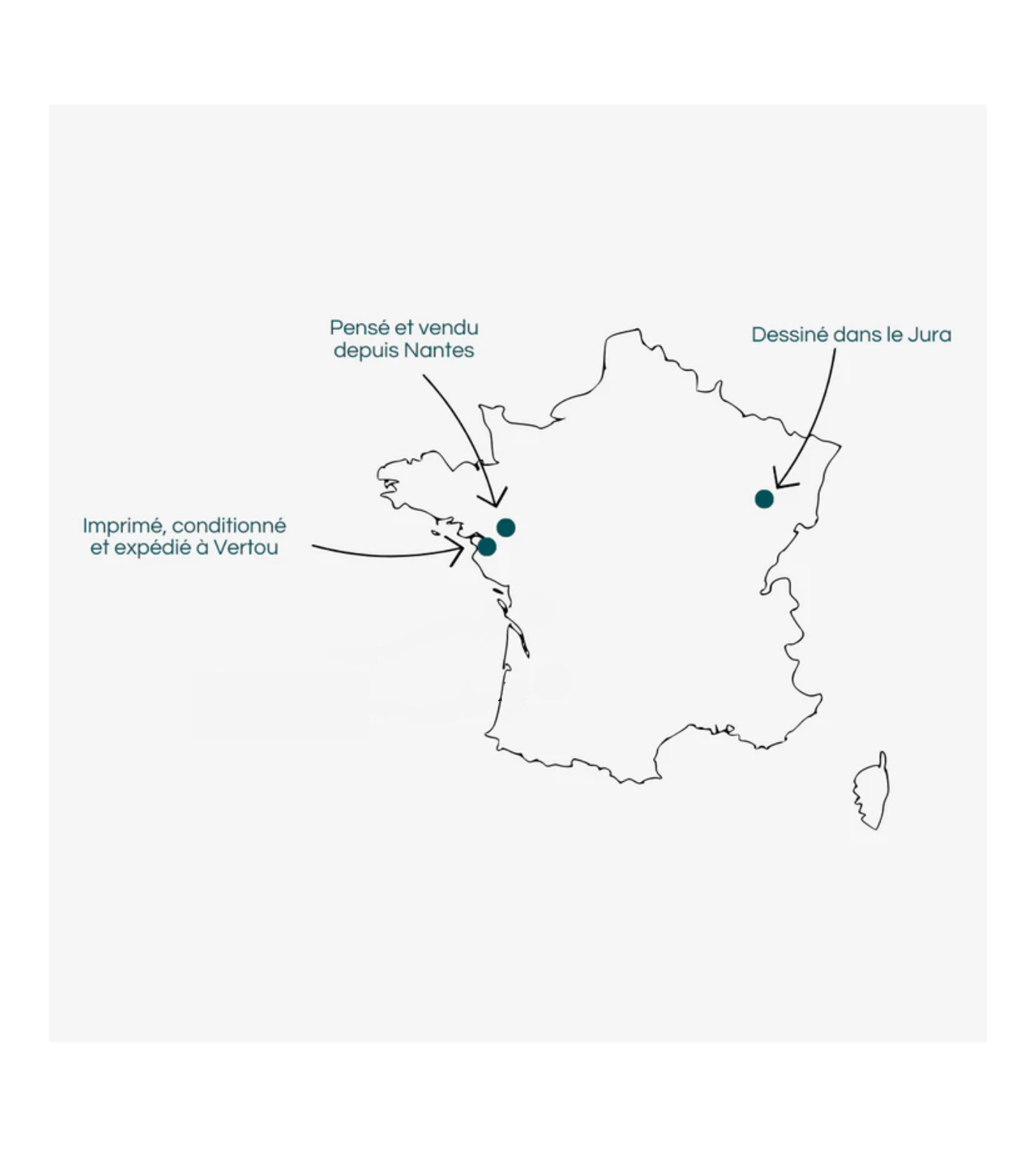 carte de France avec les lieux de fabrication