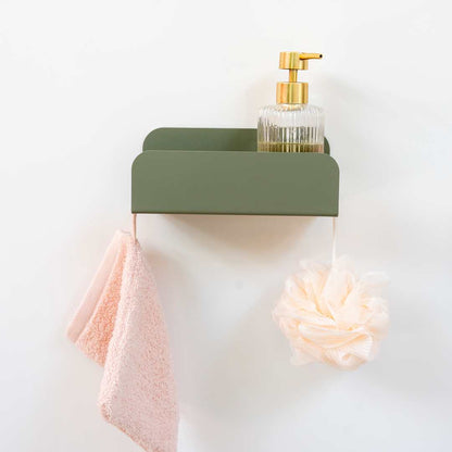 Grande étagère de douche mural- sans perçage - Vert de gris mamik.fr