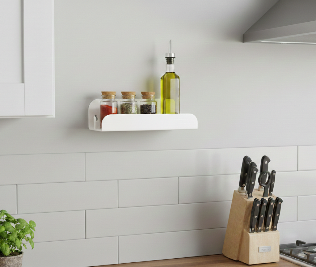 Etagère de cuisine mural - sans perçage - Blanc mamik.fr