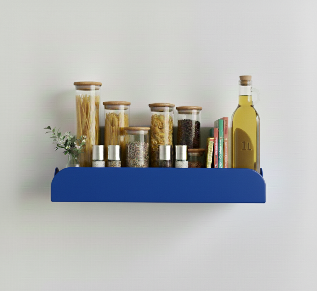 étagère de cuisine pour poser ces condiments et maniques avec les crochets 