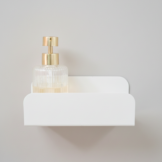 grande étagère de douche crème en aluminium 