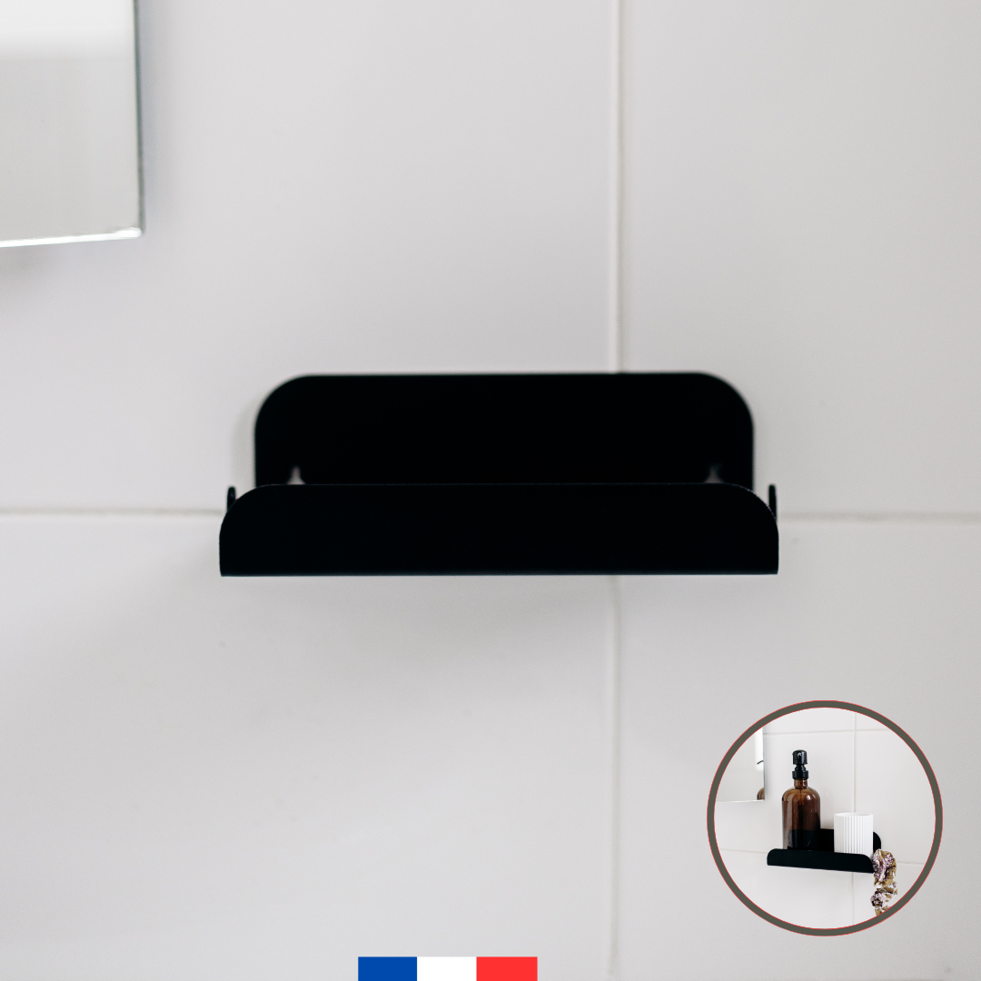 Etagère de douche murale - sans perçage- Noir mamik.fr