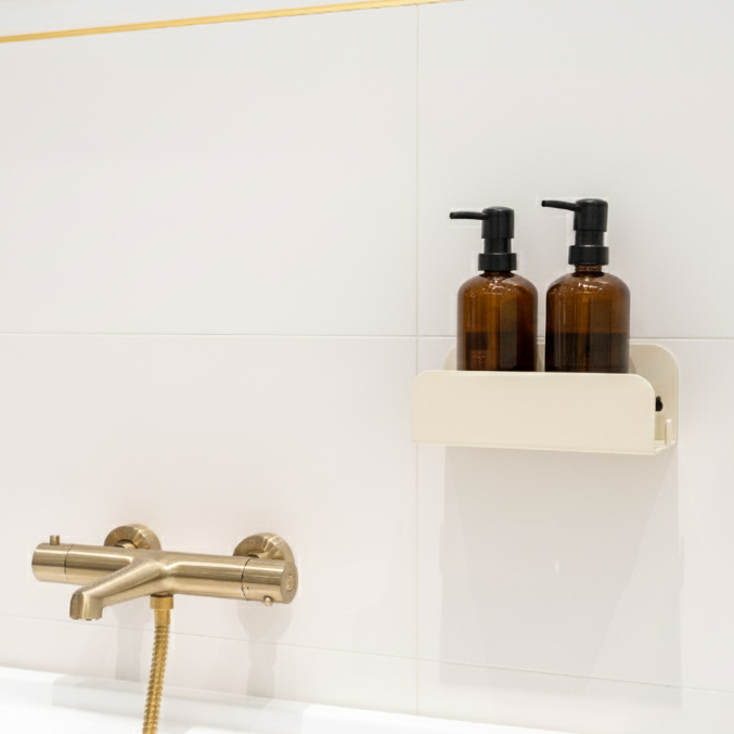 grande étgaère de douche crème à fixer sur du carrelage 