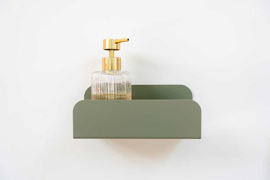 Grande étagère de douche mural- sans perçage - Vert de gris mamik.fr
