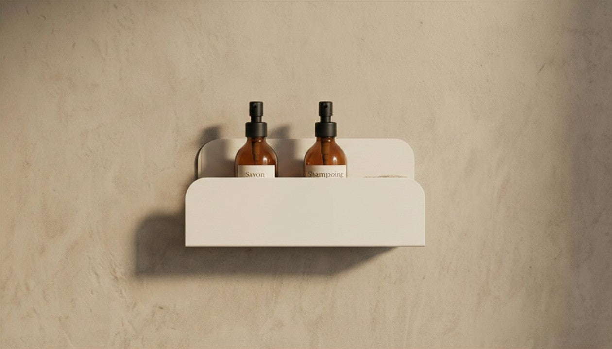 Etagère murale de douche grands rebords - Vert de gris mamik.fr