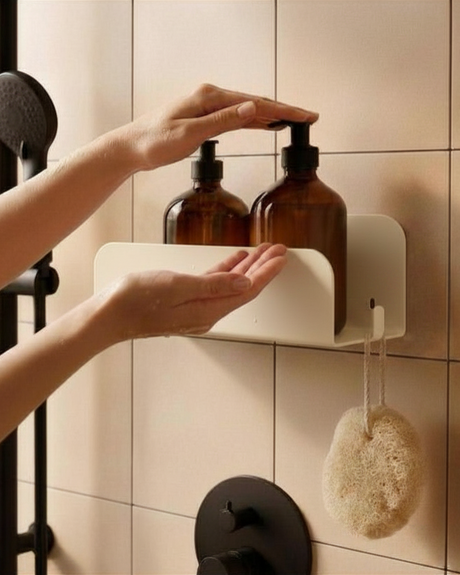 Etagère murale de douche grands rebords - Vert de gris mamik.fr