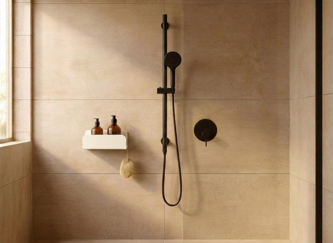 Etagère murale de douche grands rebords - Vert de gris mamik.fr