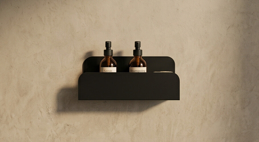 Etagère murale de douche grands rebords - Vert de gris mamik.fr