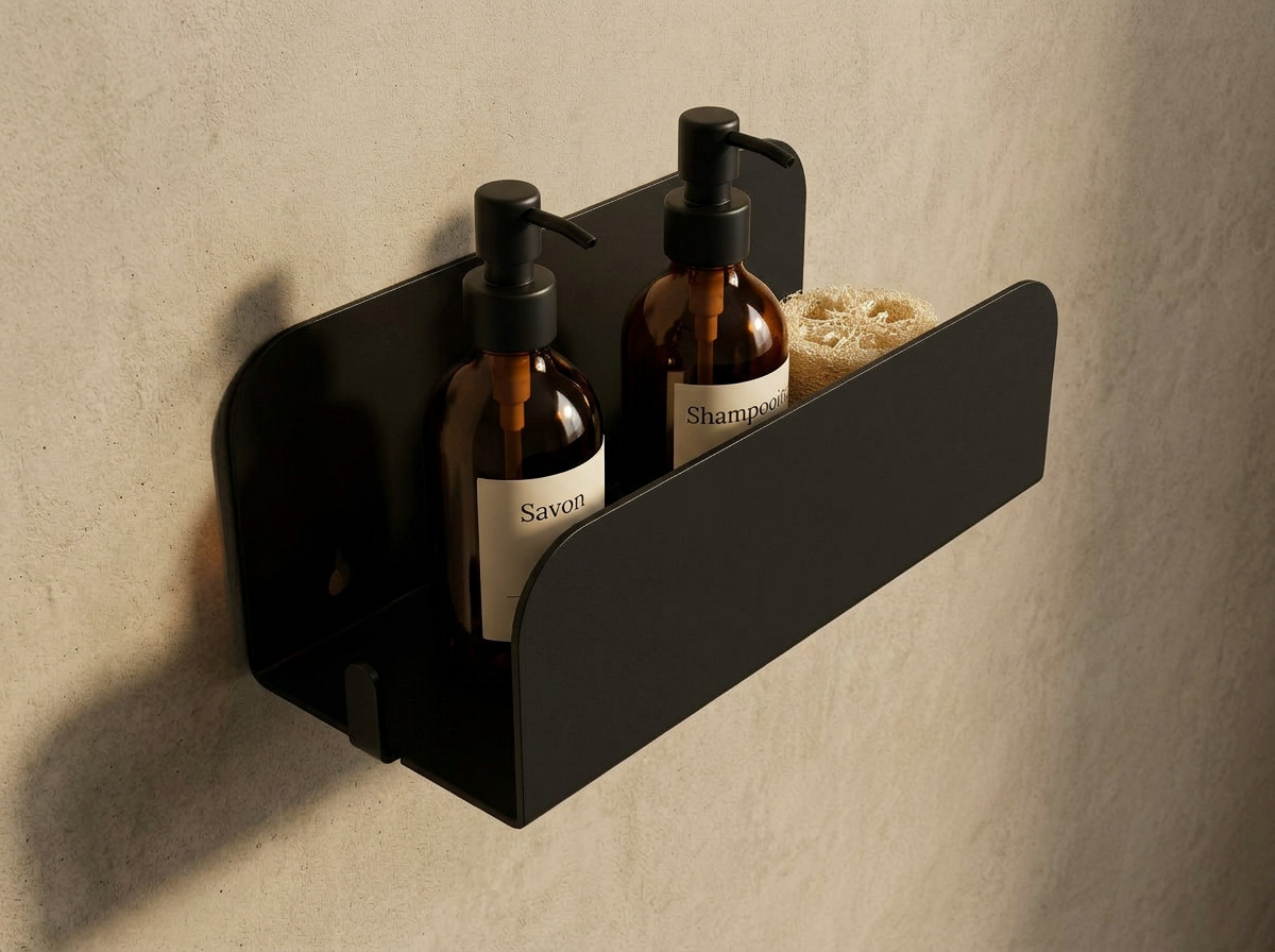 Etagère murale de douche grands rebords - Vert de gris mamik.fr