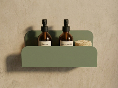 Etagère murale de douche grands rebords - Vert de gris mamik.fr