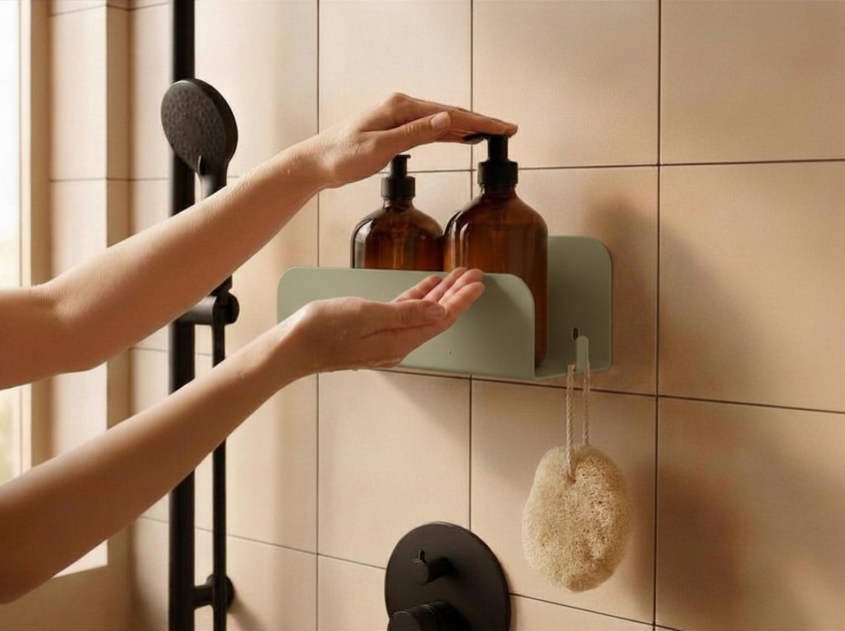 Etagère murale de douche grands rebords - Noir mamik.fr