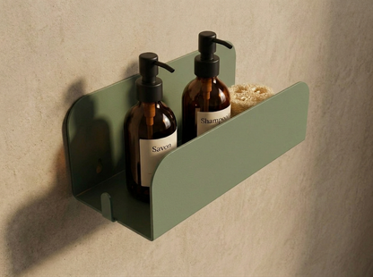 Etagère murale de douche grands rebords - Vert de gris mamik.fr