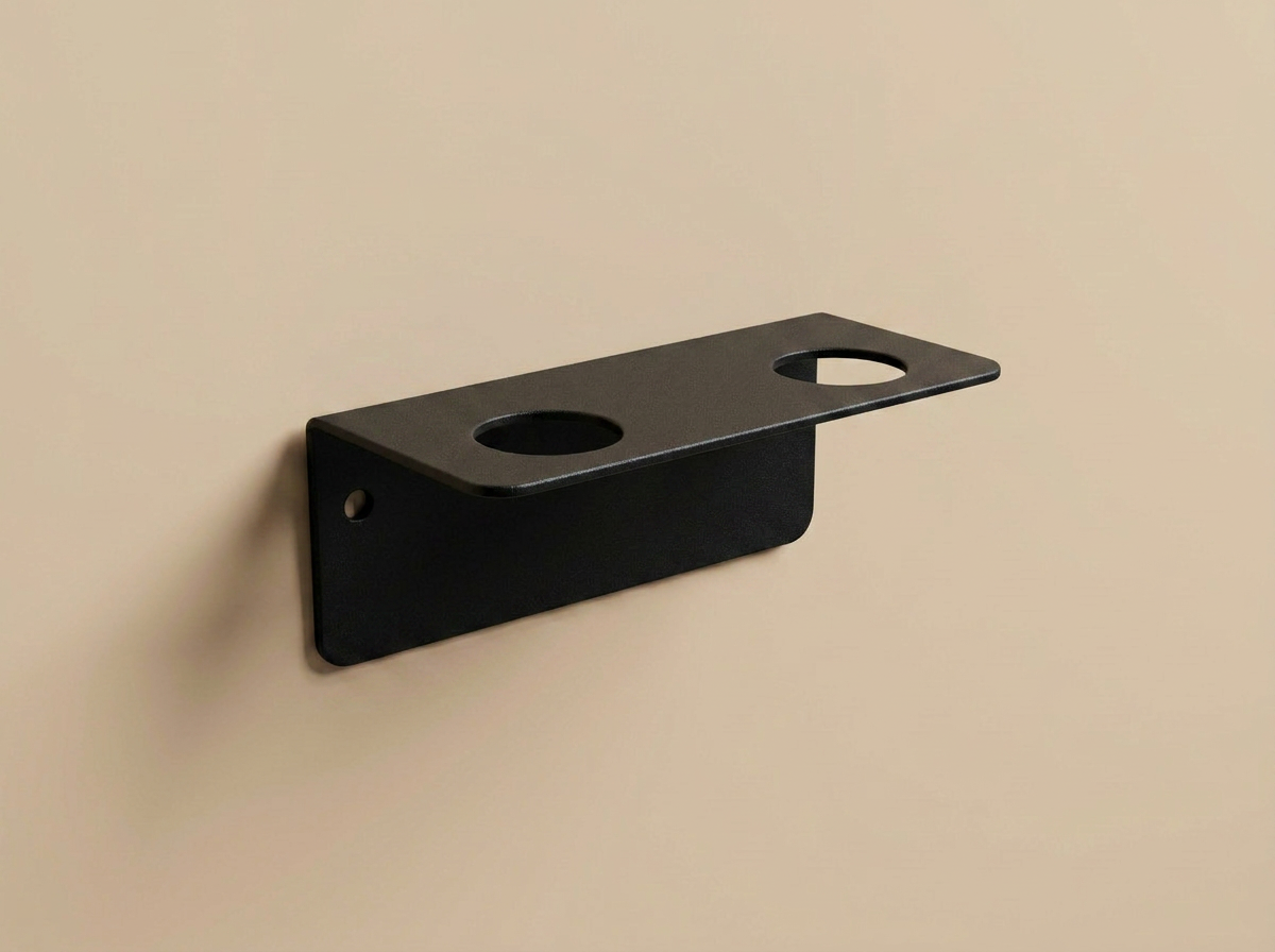 Support double porte flacon mural pour cuisine - Noir mamik.fr