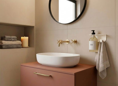 Porte flacon avec patère pour salle de bain - Noir mamik.fr
