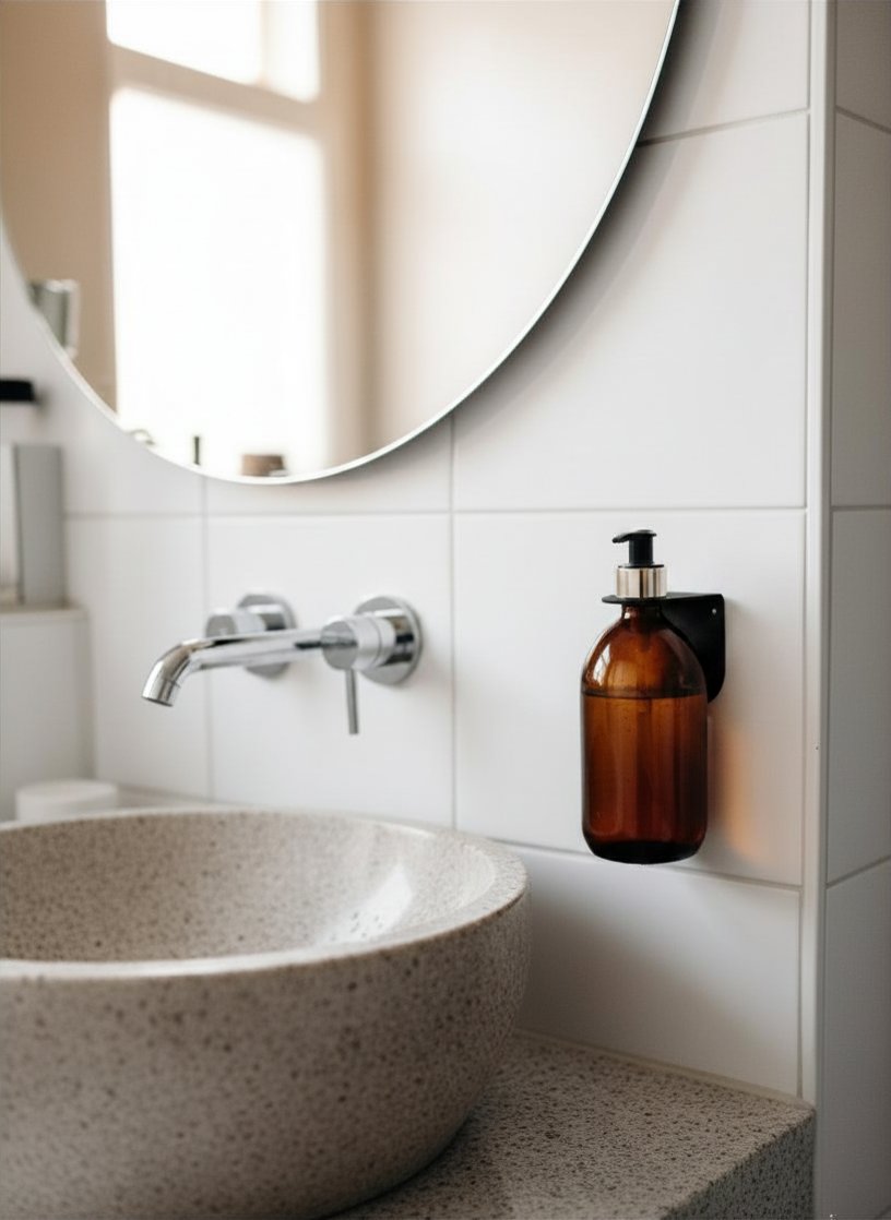 Support porte flacon mural pour salle de bain - Blanc mamik.fr