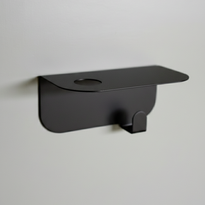 porte flacon avec patère noir à fixer avec les adhésifs 3M