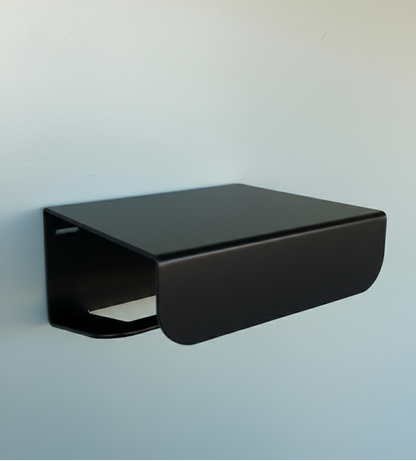 porte papier toilette noir en aluminium possibilité de percer ou de fixer avec des adhésifs 
