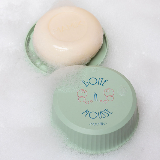 La boîte à beauté ronde "BOÎTE A MOUSSE" - Vert tilleul mamik.fr