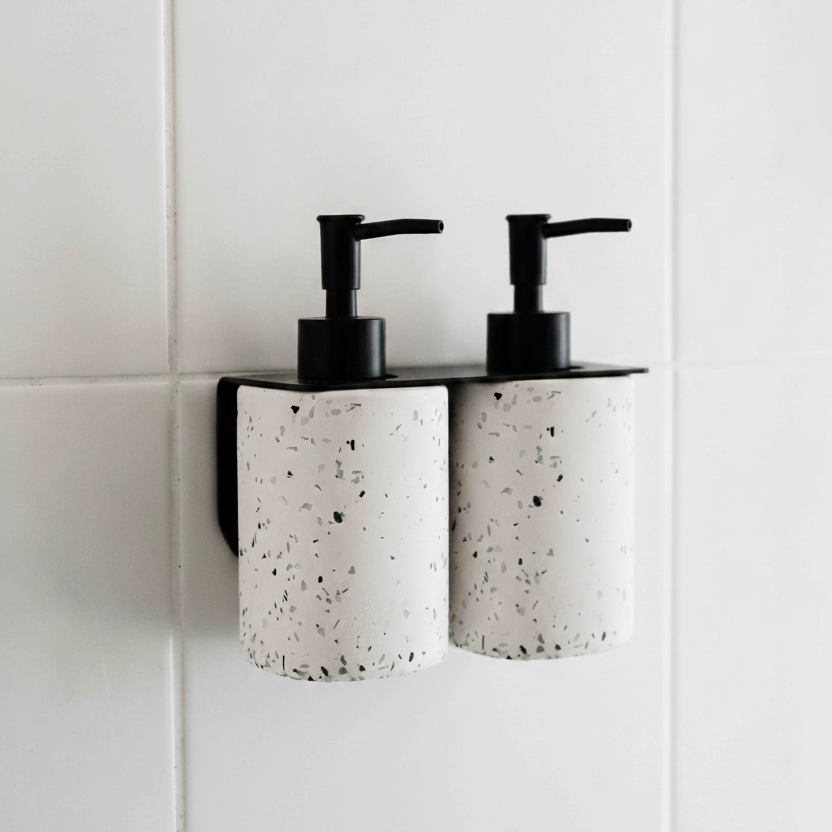 support double porte flacon mural noir brillant 