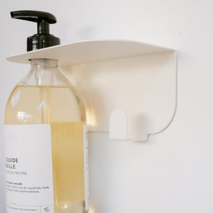 support étagère porte flacon avec patère crème 